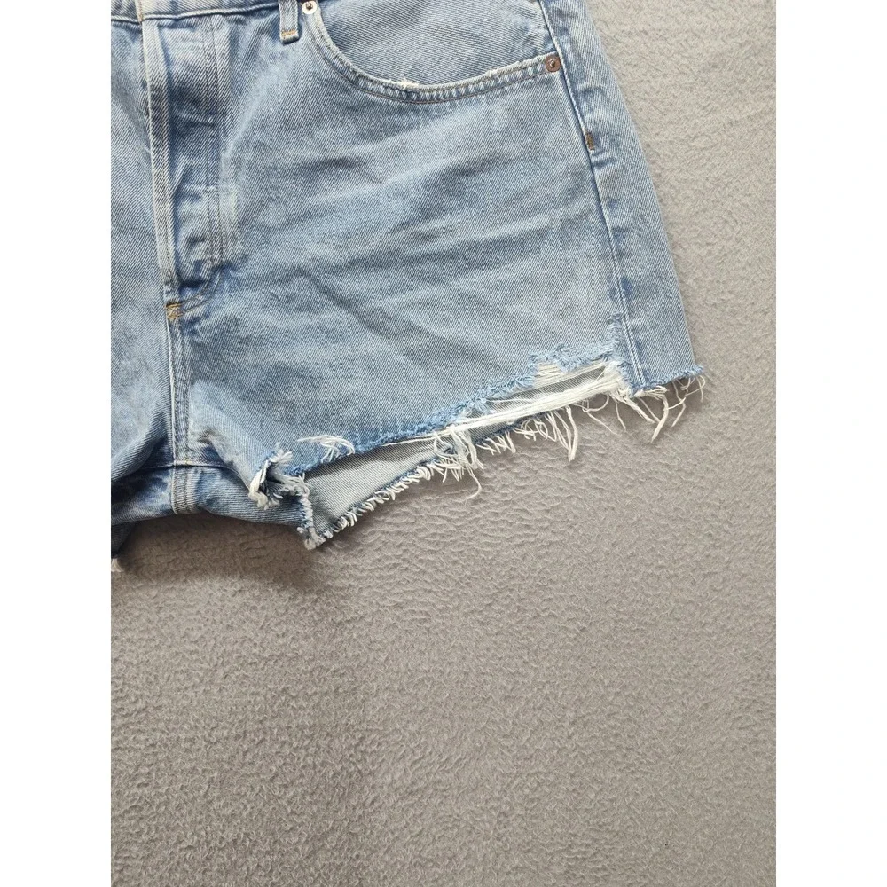 AGOLDE Parker Distressed Denim Shorts Light Wash Blue Size 33 Raw Hem